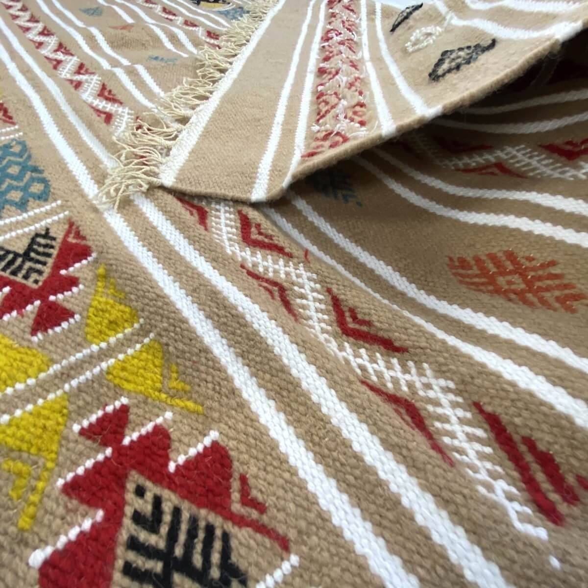 tappeto berbero Tappeto Kilim Azel 115x215 Beige/Multicolore (Fatto a mano, Lana) Tappeto kilim tunisino, in stile marocchino. T