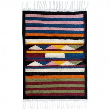 Berber Teppich Teppich Kelim Orti 65x95 Mehrfarben (Handgewebt, Wolle, Tunesien) Tunesischer Kelim-Teppich im marokkanischen Sti