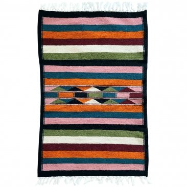Berber Teppich Teppich Kelim Tibielte 63x98 cm Mehrfarben (Handgewebt, Wolle, Tunesien) Tunesischer Kelim-Teppich im marokkanisc