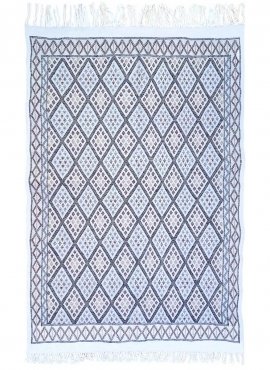 Berber Teppich Teppich Margoum Baha 145x220 Weiß/Beige (Handgefertigt, Wolle, Tunesien) Tunesischer Margoum-Teppich aus der Stad