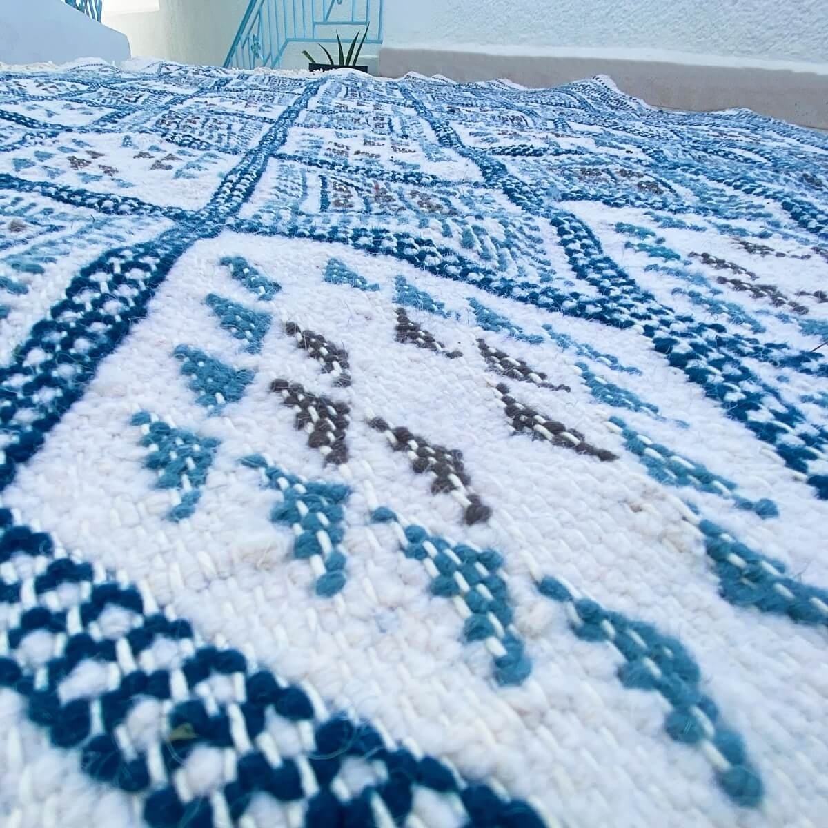 Berber Teppich Teppich Margoum Arines 145x225 Blau/Weiß (Handgefertigt, Wolle, Tunesien) Tunesischer Margoum-Teppich aus der Sta