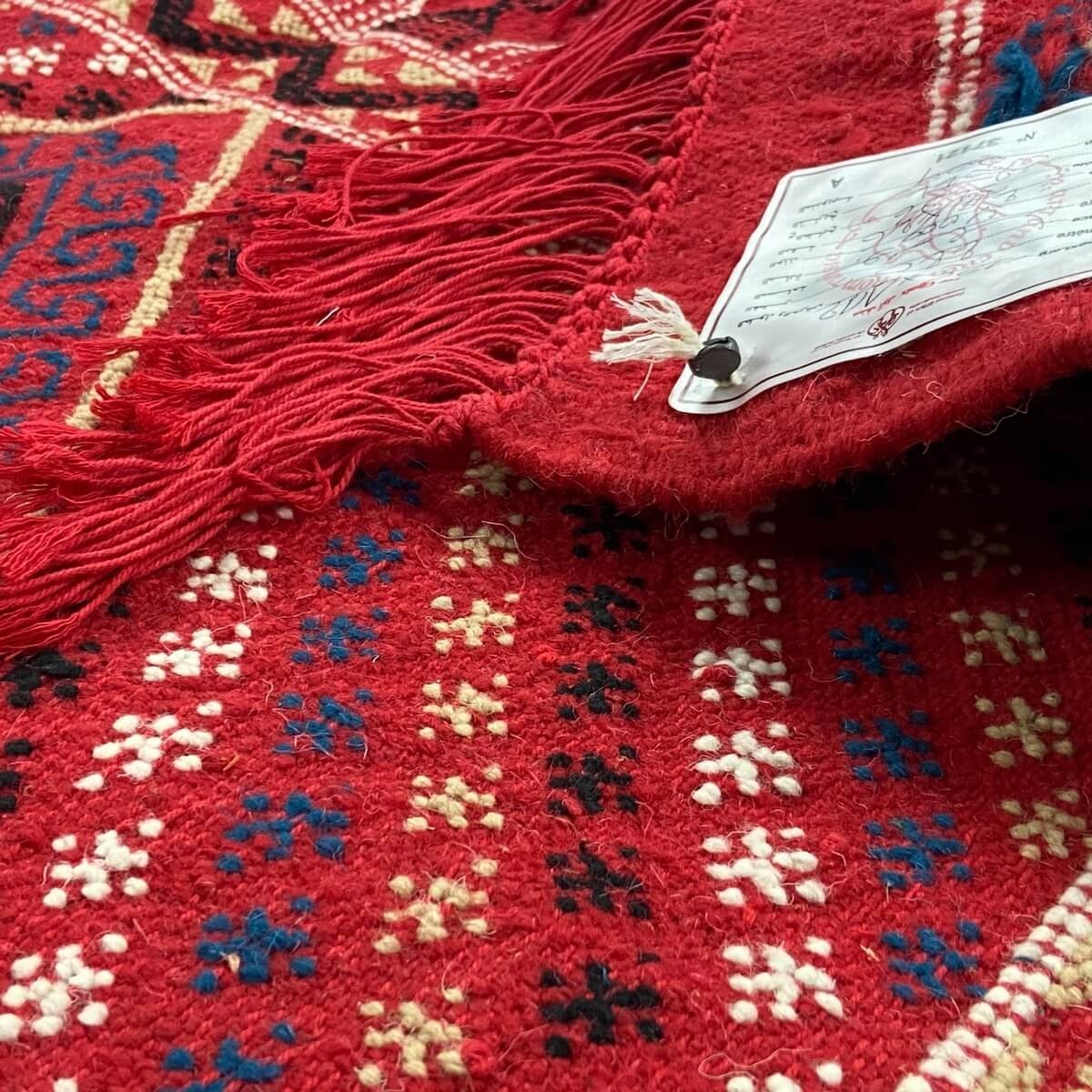 Berber carpet Rug Margoum Rahma 110x200 Red (Handmade, Wool) Tunisian margoum rug from the city of Kairouan. Rectangular living 