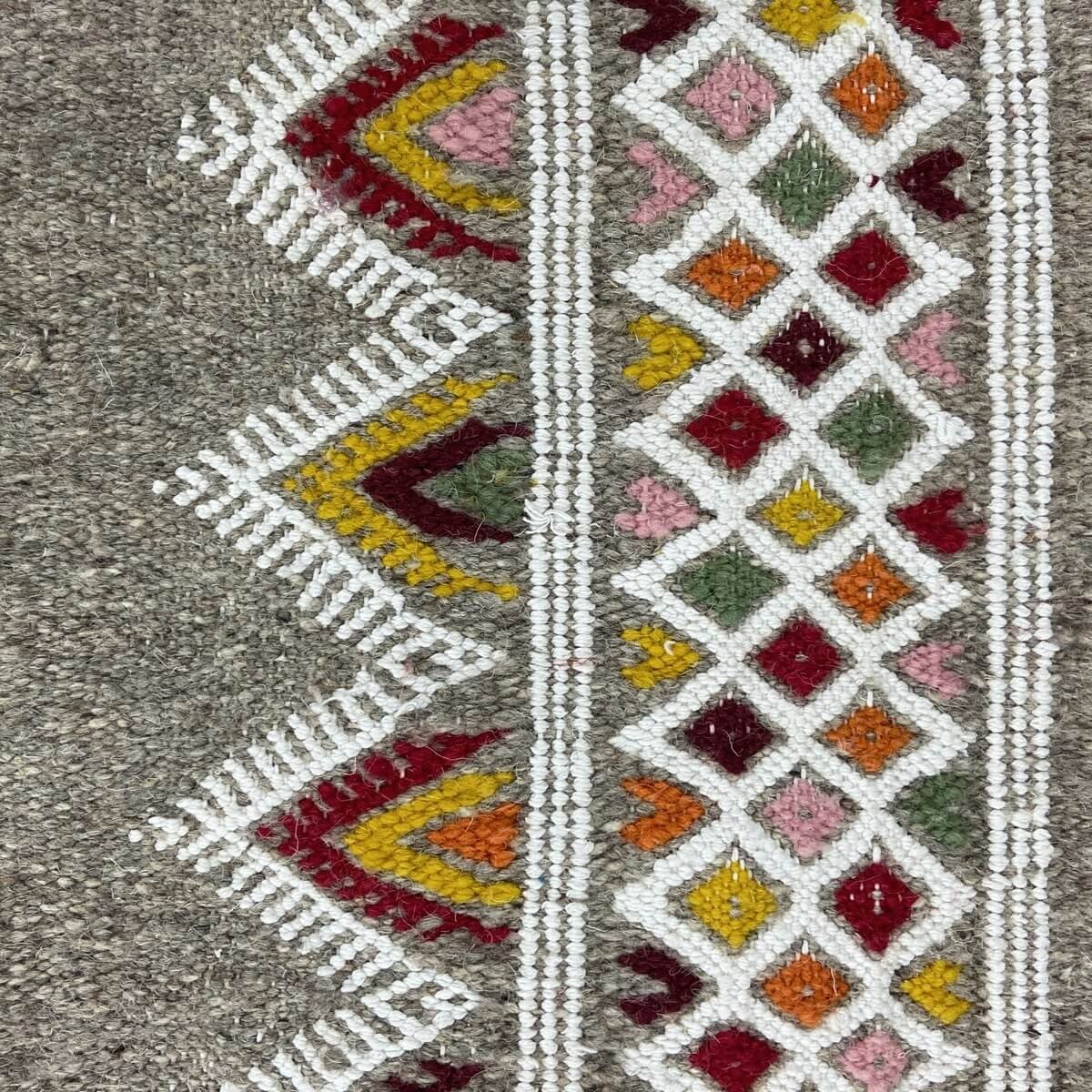 Berber tapijt Tapijt Kilim Alissa 110x190 Grijs/Veelkleurig (Handgeweven, Wol, Tunesië) Tunesisch kilimdeken, Marokkaanse stijl.