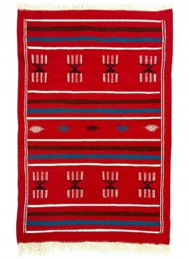 Tapete berbere Tapete Kilim Tounsi 75x112 Vermelho (Tecidos à mão, Lã, Tunísia) Tapete tunisiano kilim, estilo marroquino. Tapet