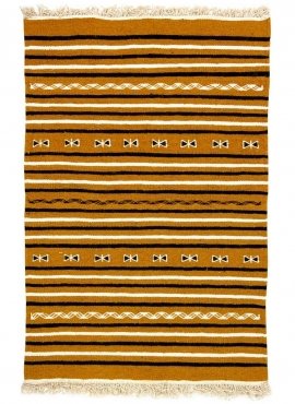 Berber Teppich Teppich Kelim Mammas 60x95 Gelb (Handgewebt, Wolle, Tunesien) Tunesischer Kelim-Teppich im marokkanischen Stil. R