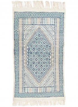 Berber Teppich Teppich Margoum Acil 110x192 Blau/Weiß (Handgefertigt, Wolle, Tunesien) Tunesischer Margoum-Teppich aus der Stadt
