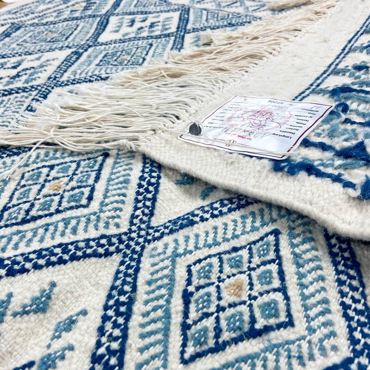 Berber Teppich Teppich Margoum Marsa 120x200 Blau/Weiß (Handgefertigt, Wolle, Tunesien) Tunesischer Margoum-Teppich aus der Stad