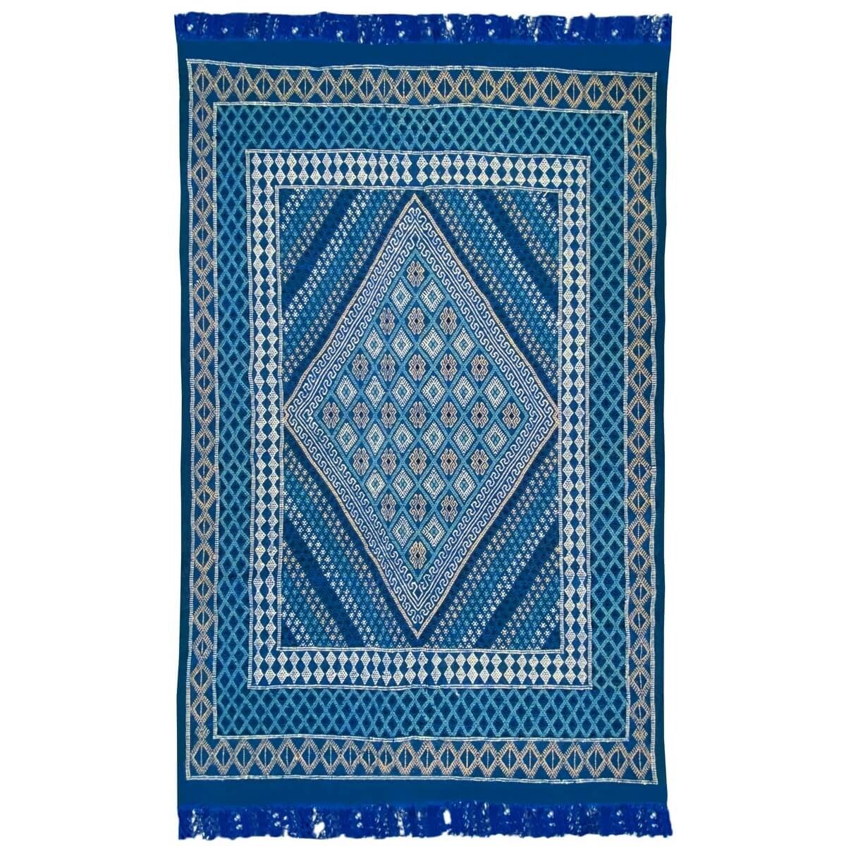 Berber tapijt Tapijt Margoum Nidhal 120x180 Blauw/Wit (Handgeweven, Wol, Tunesië) Tunesisch Margoum Tapijt uit de stad Kairouan.