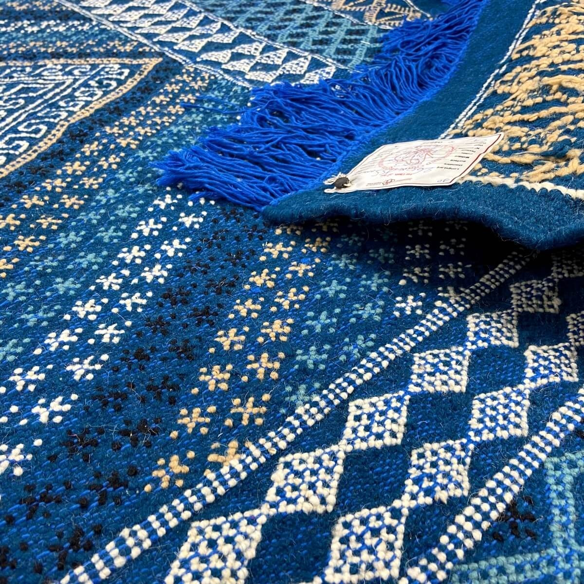 tappeto berbero Tappeto Margoum Nidhal 120x180 Blu/Bianco (Fatto a mano, Lana, Tunisia) Tappeto margoum tunisino della città di 