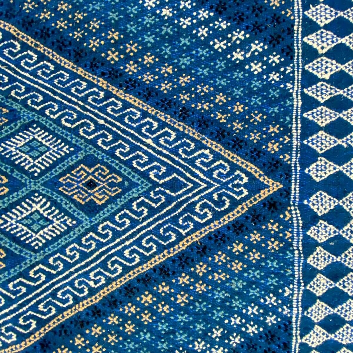 Tapis berbère Tapis Margoum Habboub 155x260 Bleu/Blanc (Fait main, Laine, Tunisie) Tapis margoum tunisien de la ville de Kairoua