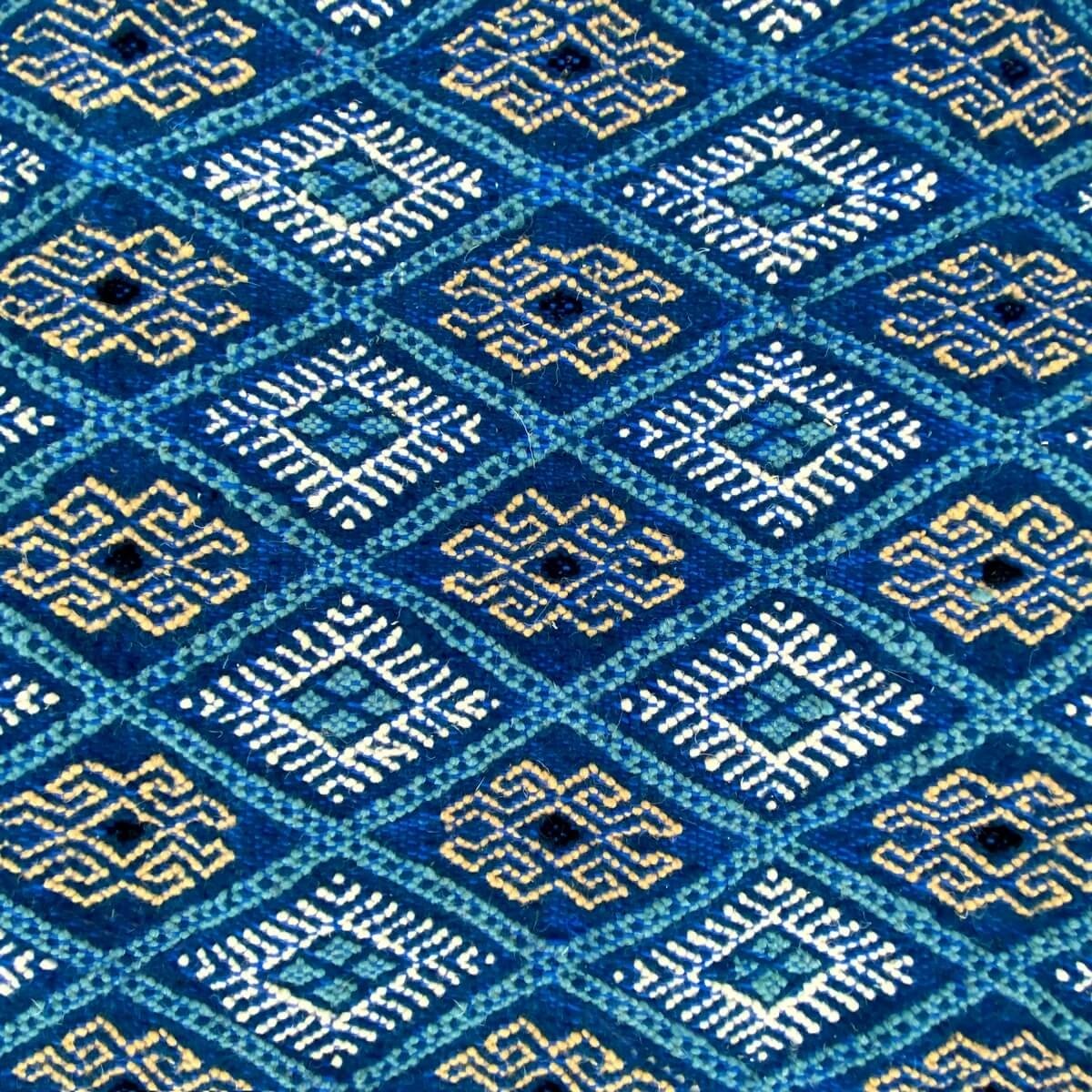 Tapis berbère Tapis Margoum Habboub 155x260 Bleu/Blanc (Fait main, Laine, Tunisie) Tapis margoum tunisien de la ville de Kairoua