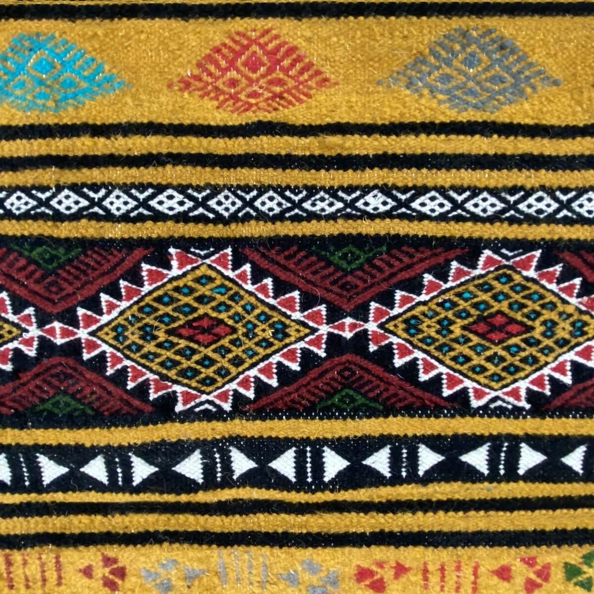 Berber carpet Rug Kilim Atrousse 115x200 Yellow/Multicolored (Handmade, Wool) Tunisian Rug Kilim style Moroccan rug. Rectangular