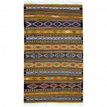 Tapis berbère Tapis Kilim Atrousse 115x200 Jaune/Multiclore (Tissé main, Laine) Tapis kilim tunisien style tapis marocain. Tapis