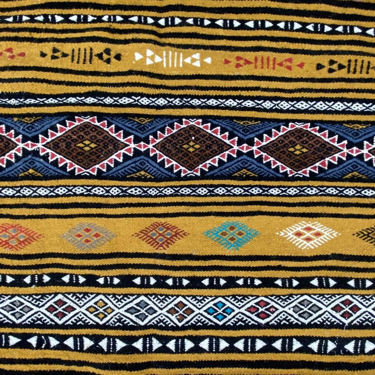 Tapis berbère Tapis Kilim Atrousse 115x200 Jaune/Multiclore (Tissé main, Laine) Tapis kilim tunisien style tapis marocain. Tapis