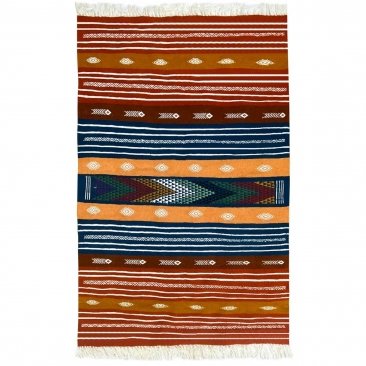 Tapis berbère Tapis Kilim Anella 95x140 Multicolore (Tissé main, Laine) Tapis kilim tunisien style tapis marocain. Tapis rectang