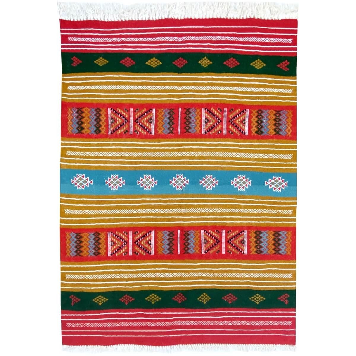 Tapete berbere Tapete Kilim Bela 100x140 Multicor (Tecidos à mão, Lã) Tapete tunisiano kilim, estilo marroquino. Tapete retangul