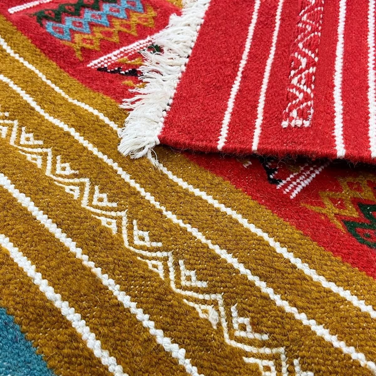 tappeto berbero Tappeto Kilim Bela 100x140 Multicolore (Fatto a mano, Lana) Tappeto kilim tunisino, in stile marocchino. Tappeto
