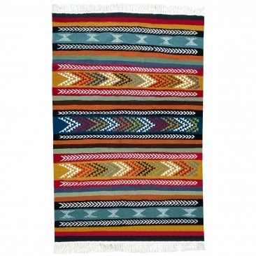 Tapis berbère Tapis Kilim Beri 100x150 Multicolore (Tissé main, Laine) Tapis kilim tunisien style tapis marocain. Tapis rectangu
