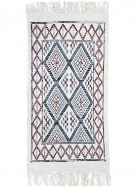 Berber Teppich Teppich Margoum Nsika 56x110 Weiß/Beige (Handgefertigt, Wolle, Tunesien) Tunesischer Margoum-Teppich aus der Stad