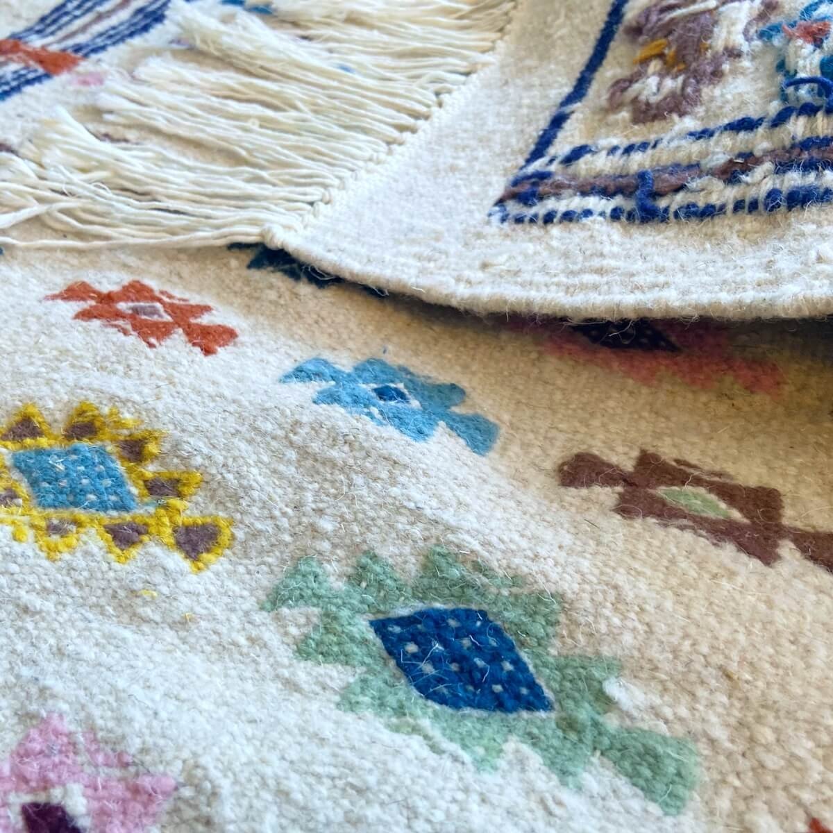 tappeto berbero Tappeto Kilim Yamine 67x104 cm Bianco / Multicolore (Fatto a mano, Lana, Tunisia) Tappeto kilim tunisino, in sti