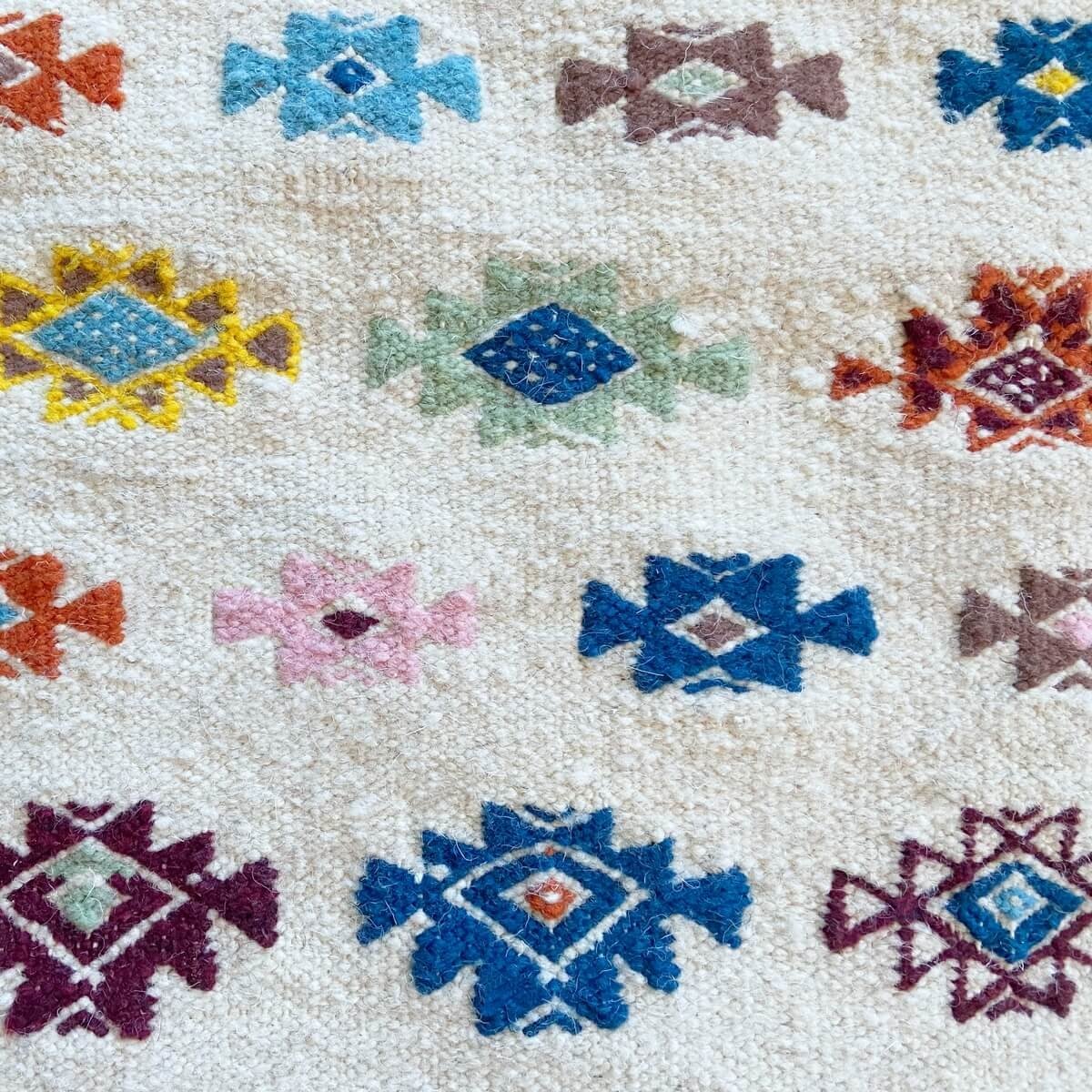 Berber carpet Rug Kilim Yamine 67x104 cm White / Multicolor (Handmade, Wool, Tunisia) Tunisian Rug Kilim style Moroccan rug. Rec