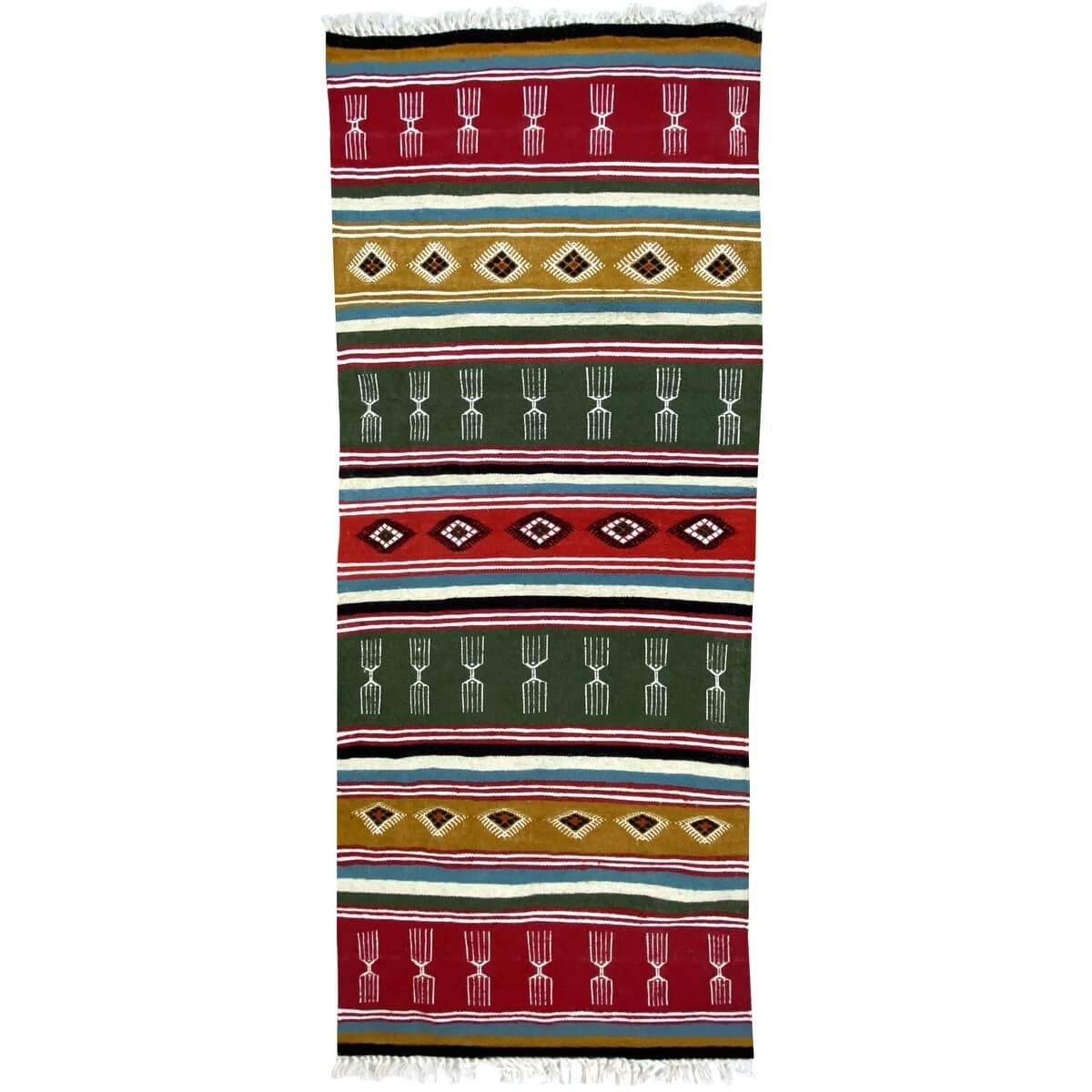 Tapis berbère Tapis Kilim long Siga 70x180 Multicolore (Tissé main, Laine) Tapis kilim tunisien style tapis marocain. Tapis rect