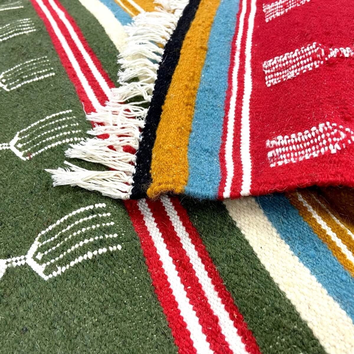 Berber carpet Rug Kilim long Siga 70x180 Multicolour (Handmade, Wool) Tunisian Rug Kilim style Moroccan rug. Rectangular carpet 