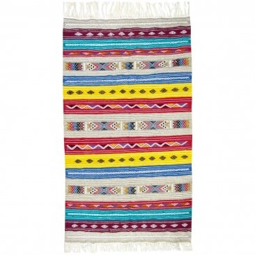 Tapete berbere Tapete Kilim Kela 115x210 Multicor (Tecidos à mão, Lã) Tapete tunisiano kilim, estilo marroquino. Tapete retangul