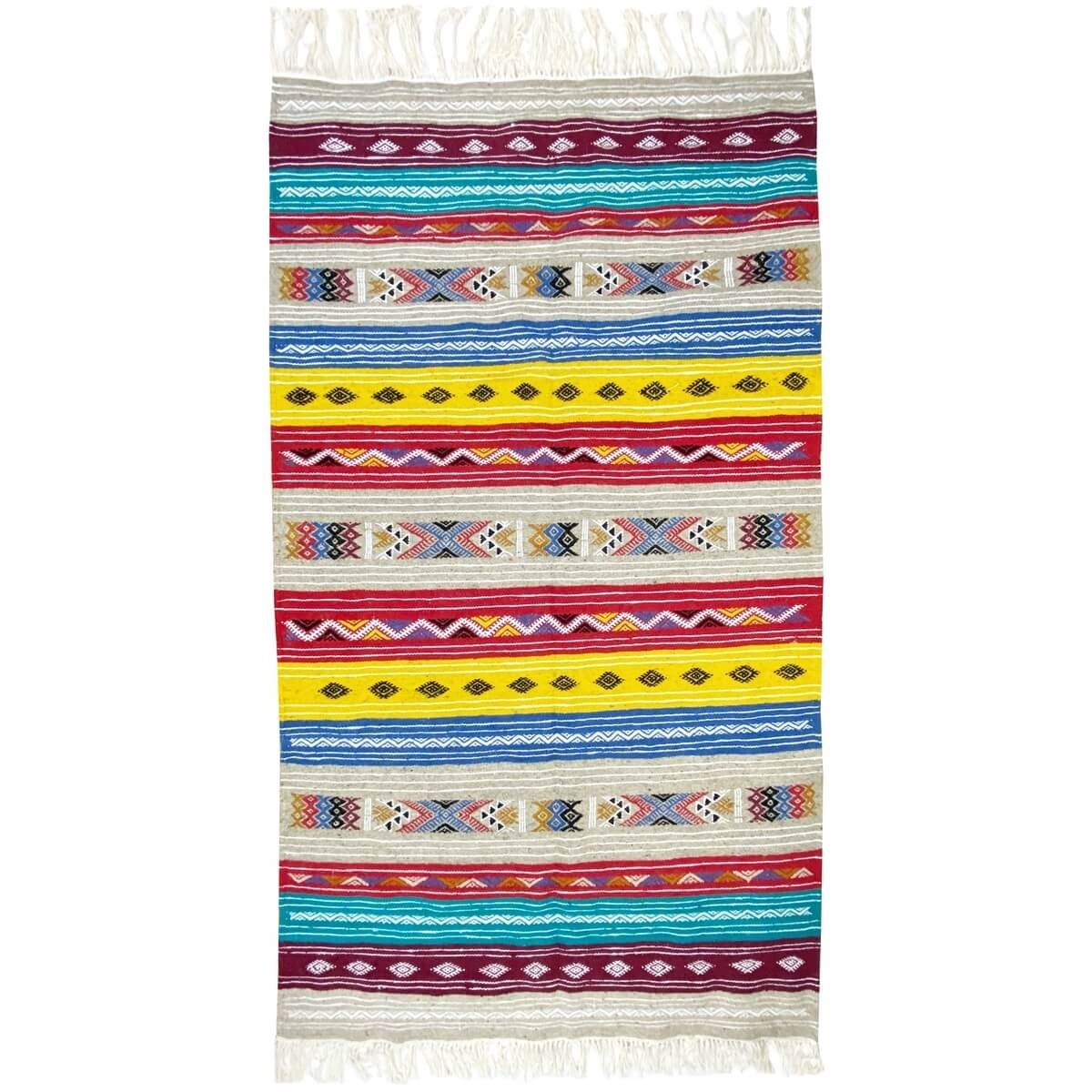 Berber Teppich Teppich Kelim Kela 115x210 Mehrfarben (Handgewebt, Wolle) Tunesischer Kelim-Teppich im marokkanischen Stil. Recht
