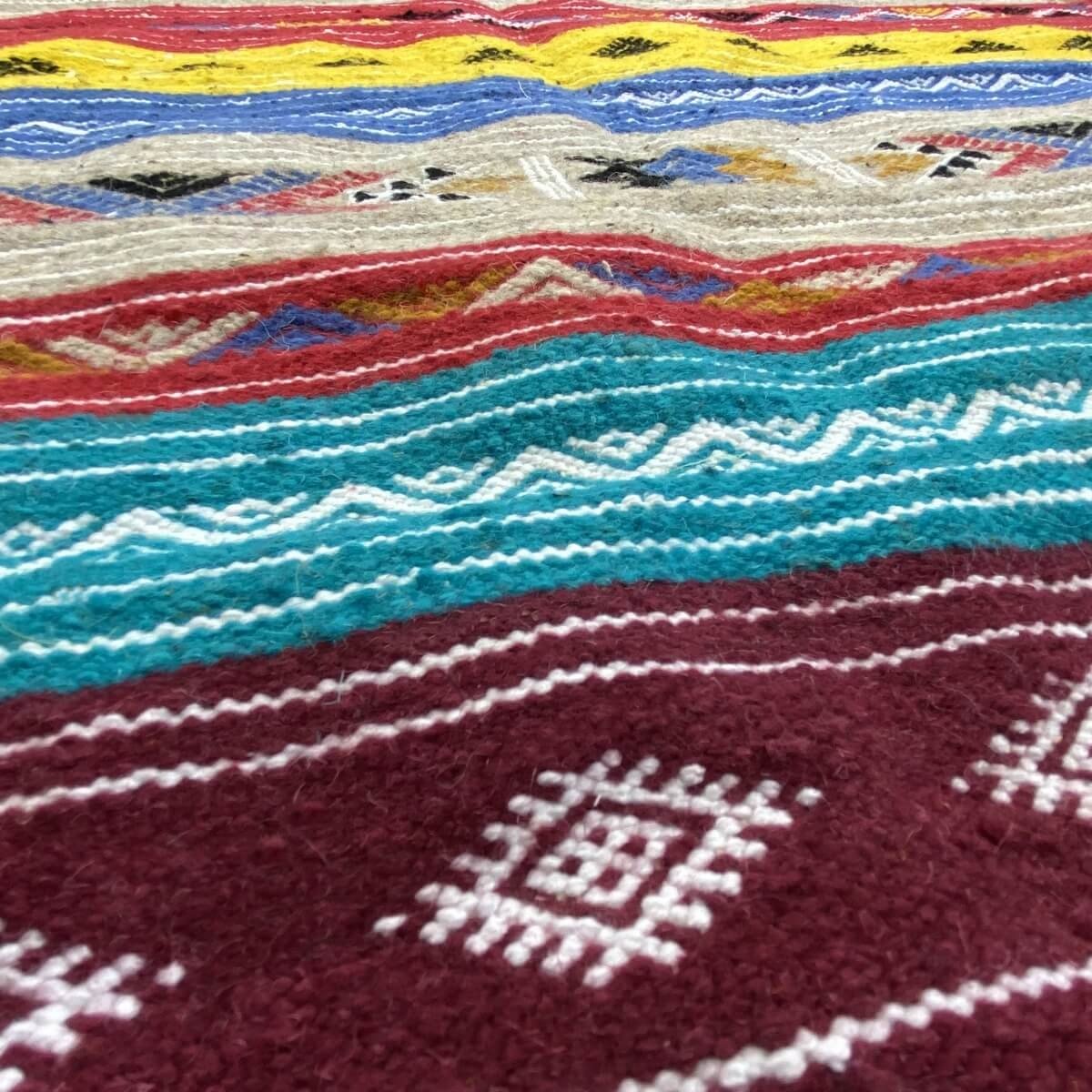 Tapis berbère Tapis Kilim Kela 115x210 Multicolore (Tissé main, Laine) Tapis kilim tunisien style tapis marocain. Tapis rectangu