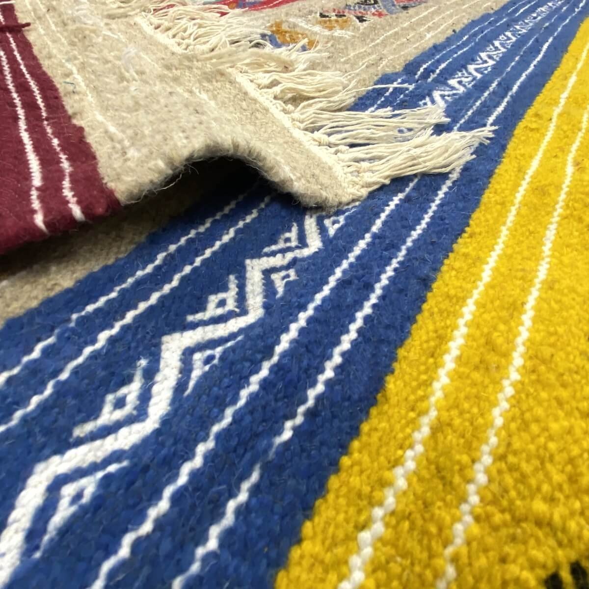Tapete berbere Tapete Kilim Kela 115x210 Multicor (Tecidos à mão, Lã) Tapete tunisiano kilim, estilo marroquino. Tapete retangul