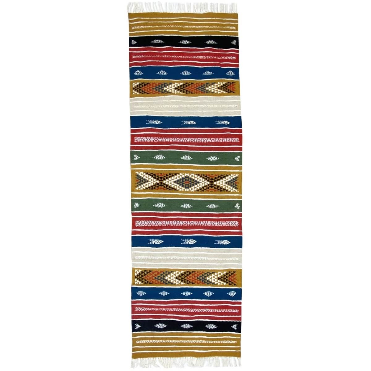 Tapis berbère Tapis Kilim long Tadla 60x190 Multicolore (Tissé main, Laine) Tapis kilim tunisien style tapis marocain. Tapis rec