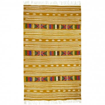 Tapete berbere Tapete Kilim Kenza 118 x198 Amarelo (Tecidos à mão, Lã, Tunísia) Tapete tunisiano kilim, estilo marroquino. Tapet