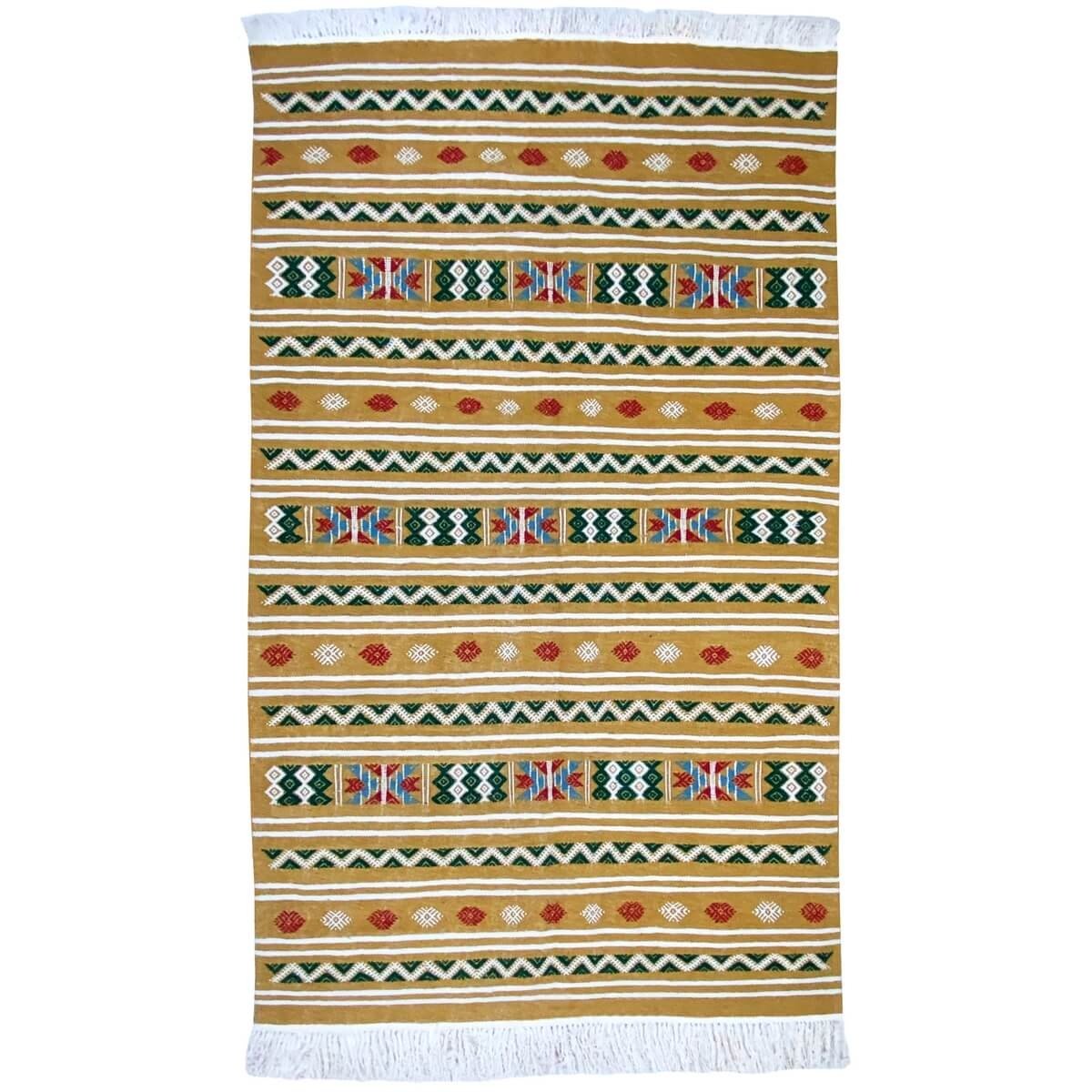 tappeto berbero Tappeto Kilim Takut 103x173 Giallo/Bianca (Fatto a mano, Lana, Tunisia) Tappeto kilim tunisino, in stile marocch