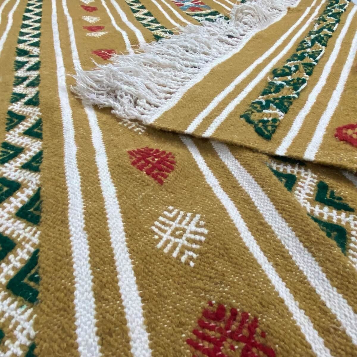 Tapis berbère Tapis Kilim Takut 103x173 Jaune/Blanc (Tissé main, Laine, Tunisie) Tapis kilim tunisien style tapis marocain. Tapi