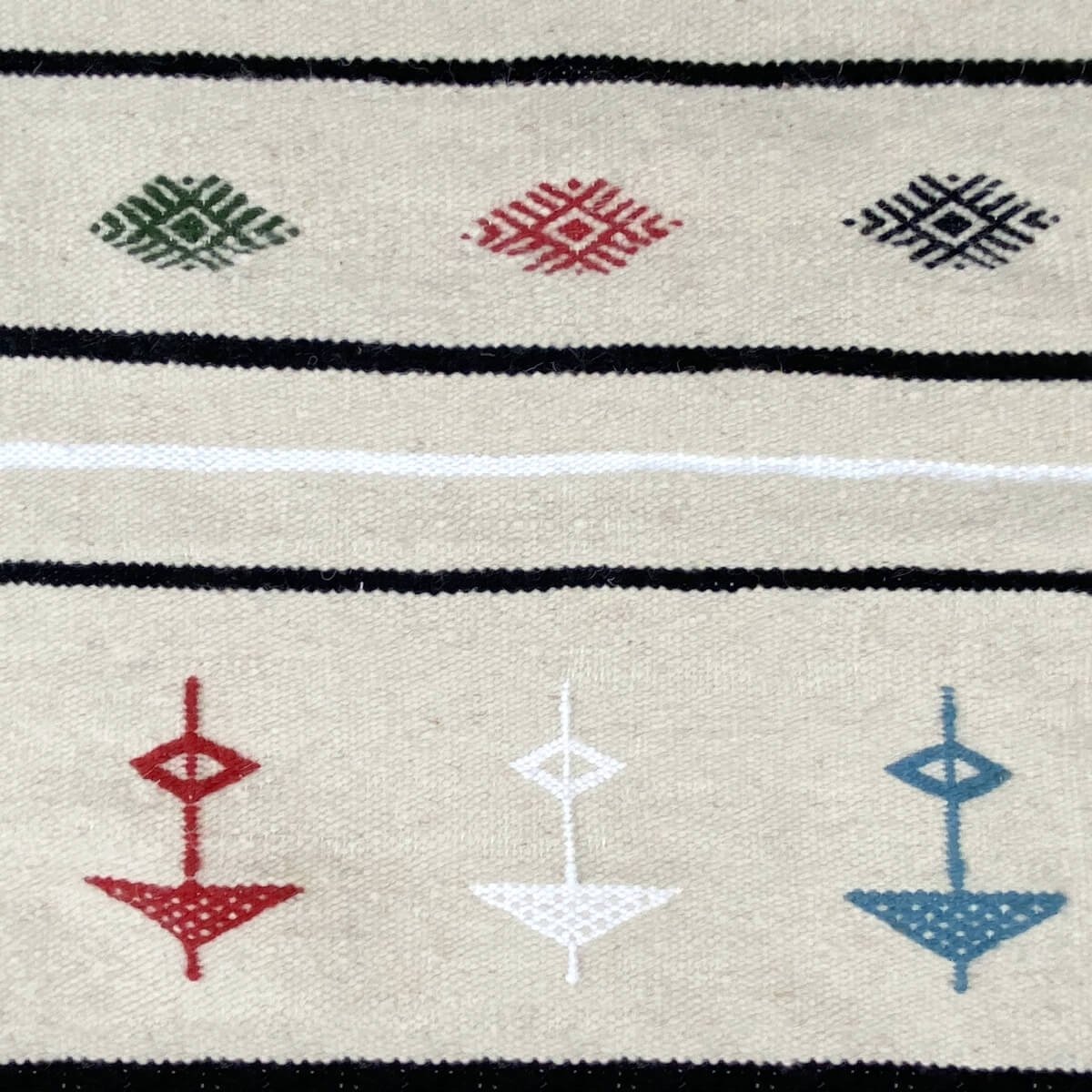 Tapis berbère Tapis Kilim Tamlat 96x148 Ecru (Tissé main, Laine) Tapis kilim tunisien style tapis marocain. Tapis rectangulaire 