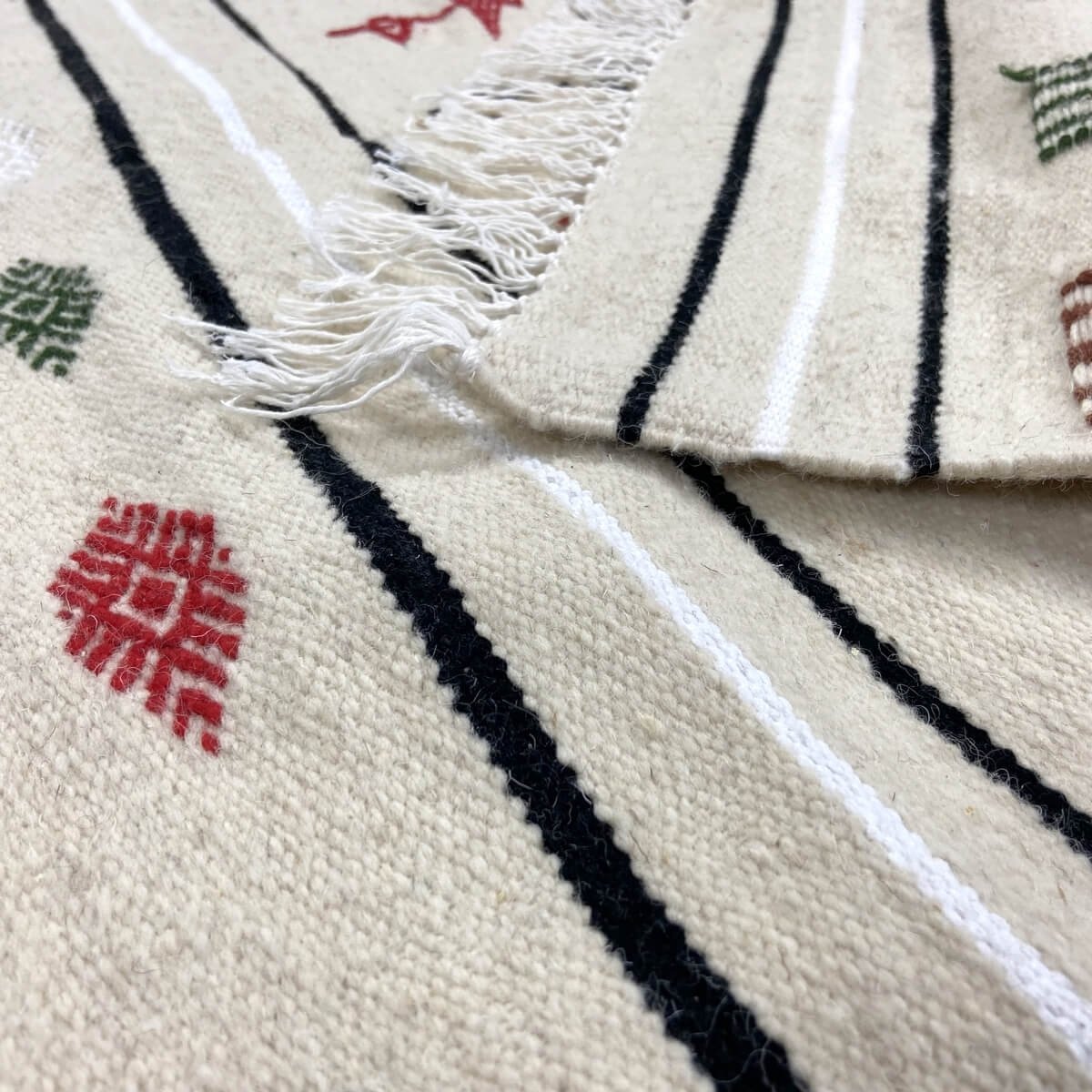 Berber carpet Rug Kilim Tamlat 96x148 Ecru (Handmade, Wool) Tunisian Rug Kilim style Moroccan rug. Rectangular carpet 100% wool 