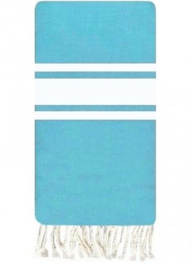 Tapis berbère Fouta Turquoise Toile - 100x200 - Bleu - 100% coton Serviette fouta originale de Tunisie. Format classique 100x200