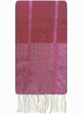 Berber tapijt Fouta Bordeaux Visgraatpatroon - 100x200 - Bordeaux rood - 100% katoen Originele Fouta handdoek uit Tunesië. Klass