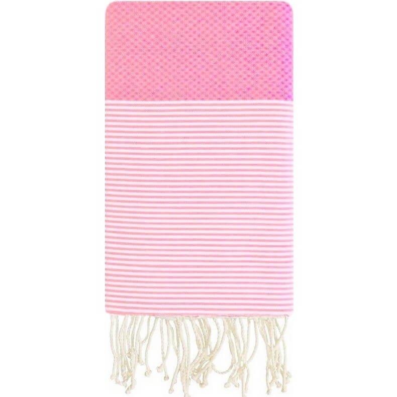 Berber Teppich Fouta Goyave Wabe - 100x200 - Pink - 100% Baumwolle Original Fouta Handtuch aus Tunesien. Klassische Größe 100x20