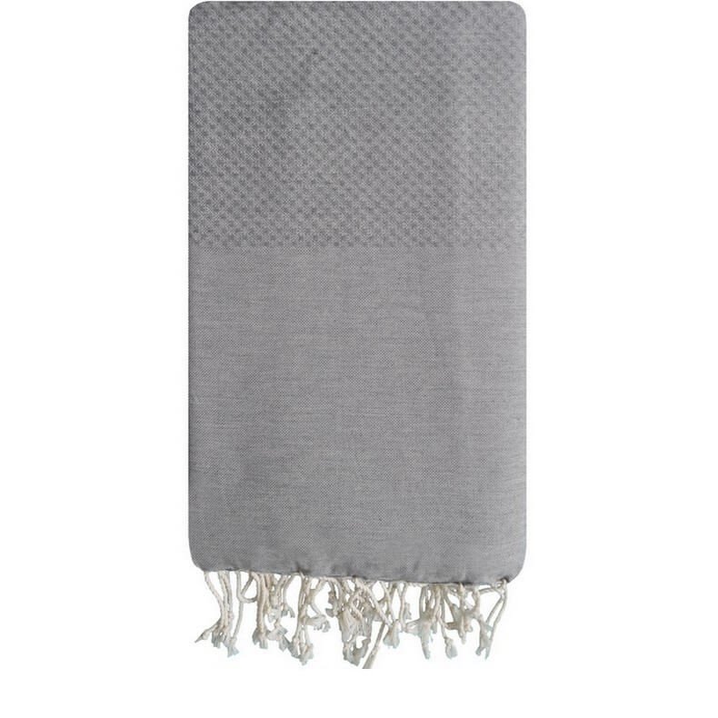 Berber carpet Fouta Galet Honeycomb - 100x200 - Grey - 100% cotton Original fouta towel from Tunisia. Classic format 100x200 cm,