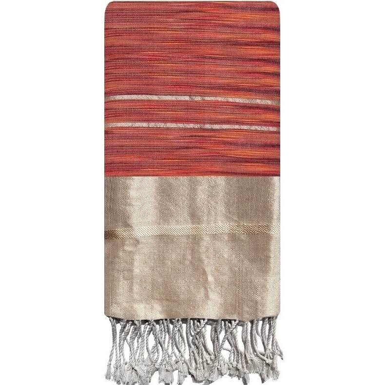 Tapete berbere Fouta Handmade Alizarine - 100x200 - Vermelho/Bege - 100% algodão Formato clássico 100x200 cm, Algodão & Aloe ver