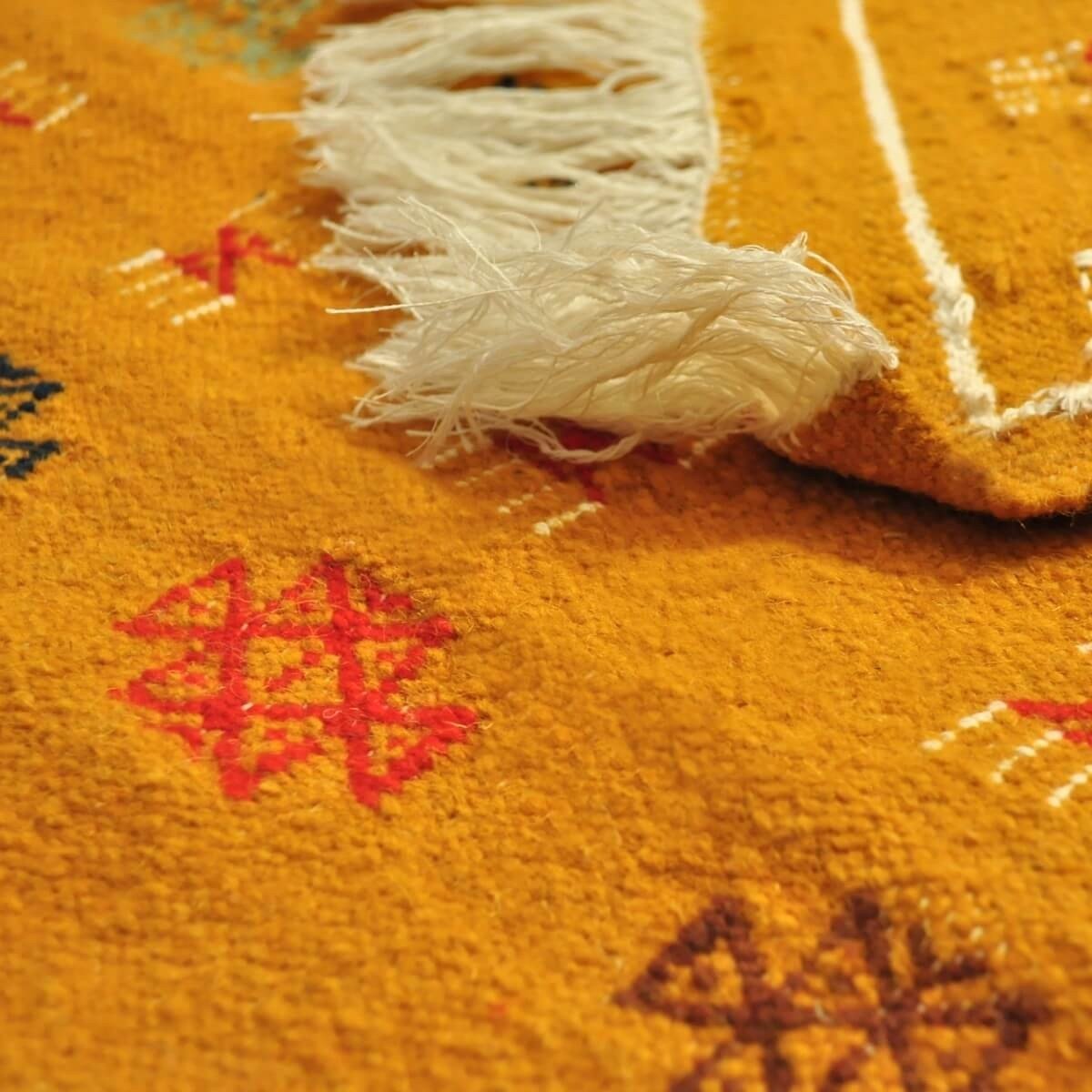 Berber carpet Rug Kilim Waha 60 x 107 cm Yellow/Red/Green (Handmade, Wool) Tunisian Rug Kilim style Moroccan rug. Rectangular ca