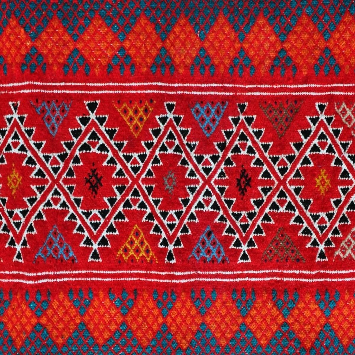 Tapete berbere Tapete Kilim Mellila 60x100 Vermelho/Azul (Tecidos à mão, Lã, Tunísia) Tapete tunisiano kilim, estilo marroquino.