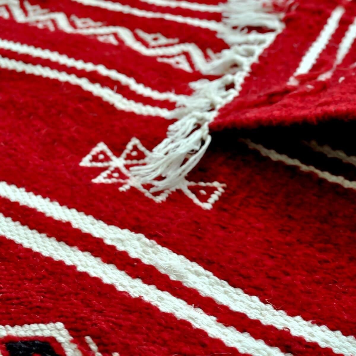 tappeto berbero Tappeto Kilim Rekka 60x100 Rosso/Bianco (Fatto a mano, Lana, Tunisia) Tappeto kilim tunisino, in stile marocchin