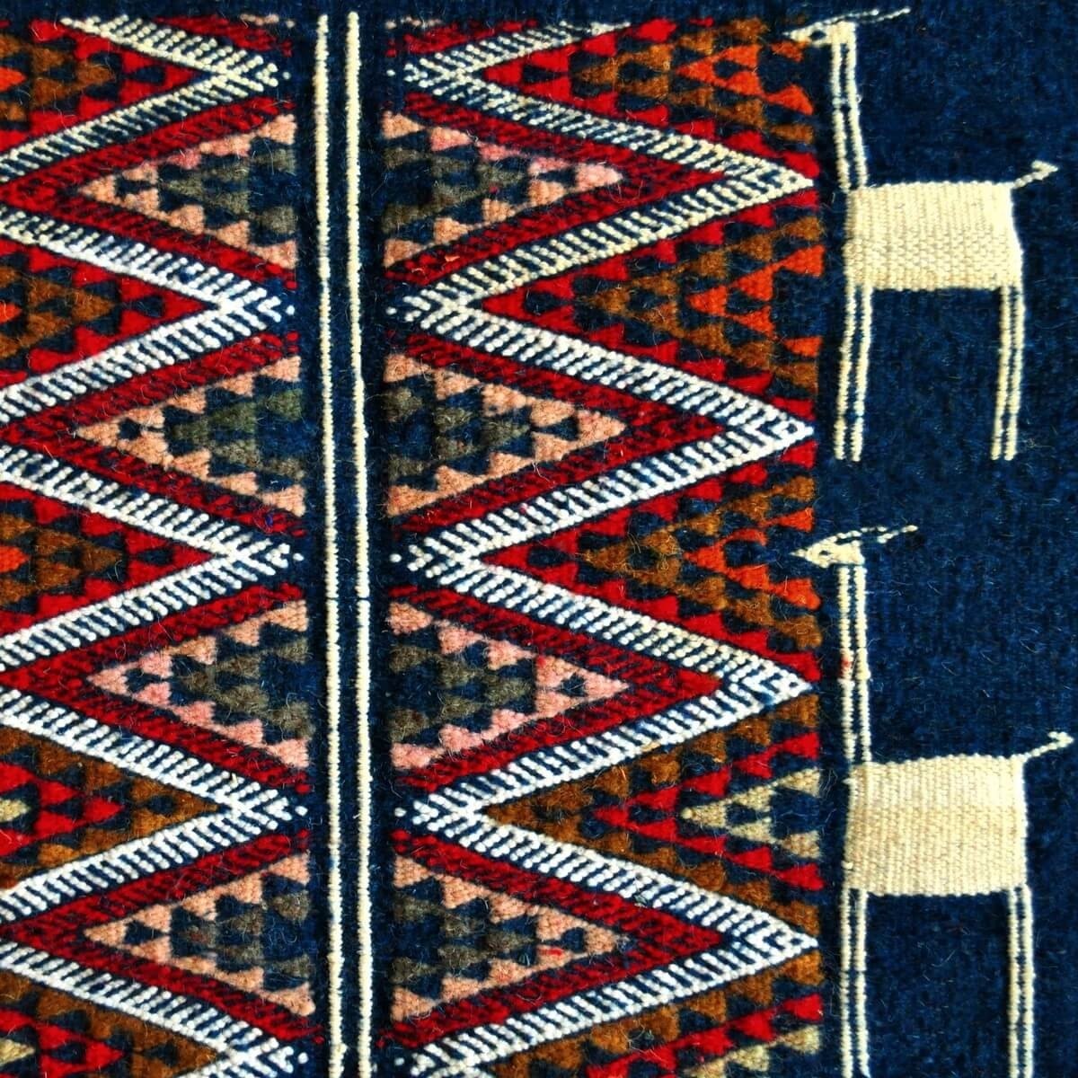 Berber tapijt Tapijt Kilim Ichbilia 60x115 Blauw/Wit/Rood (Handgeweven, Wol, Tunesië) Tunesisch kilimdeken, Marokkaanse stijl. R