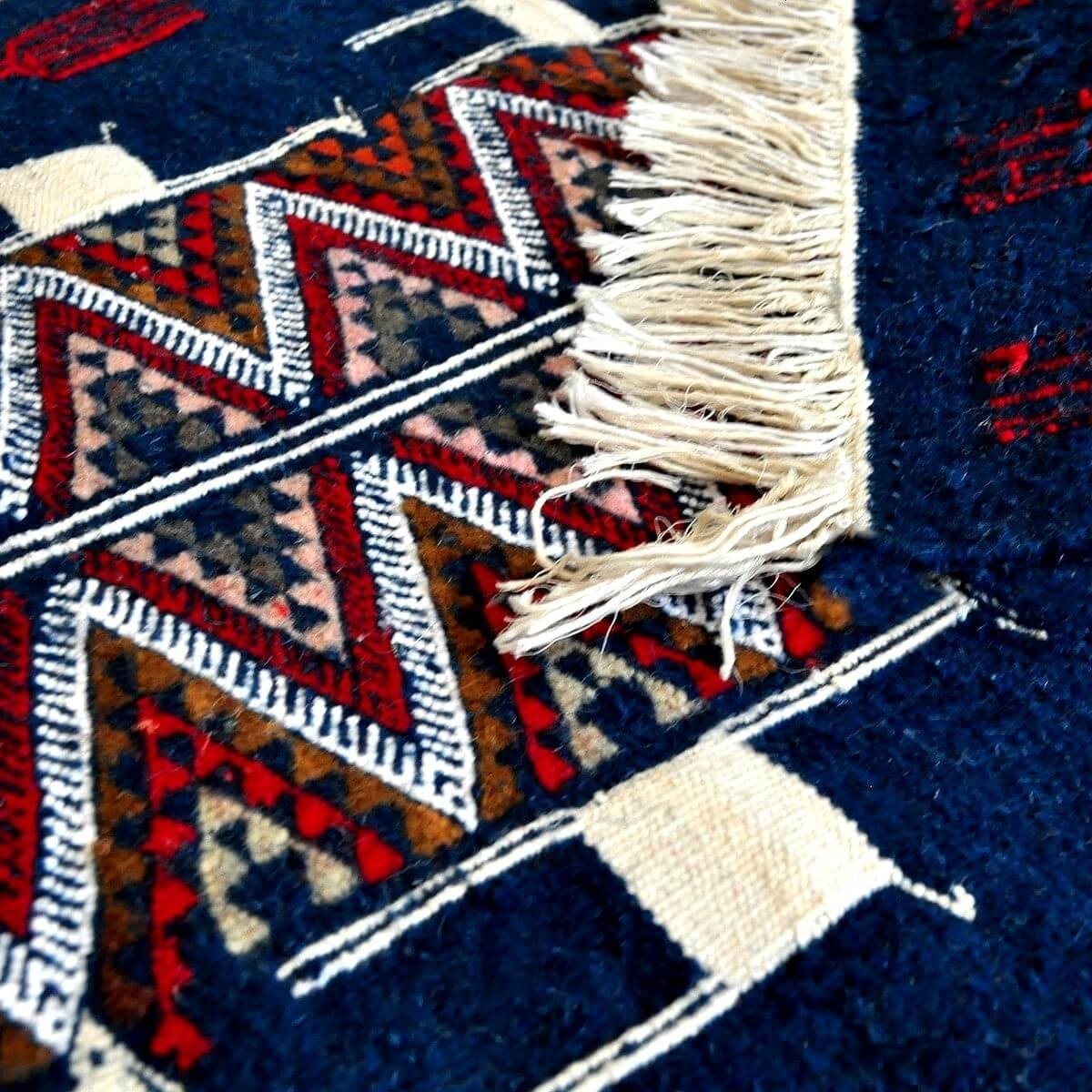 Berber Teppich Teppich Kelim Ichbilia 60x115 Blau/Weiß/Rot (Handgewebt, Wolle) Tunesischer Kelim-Teppich im marokkanischen Stil.