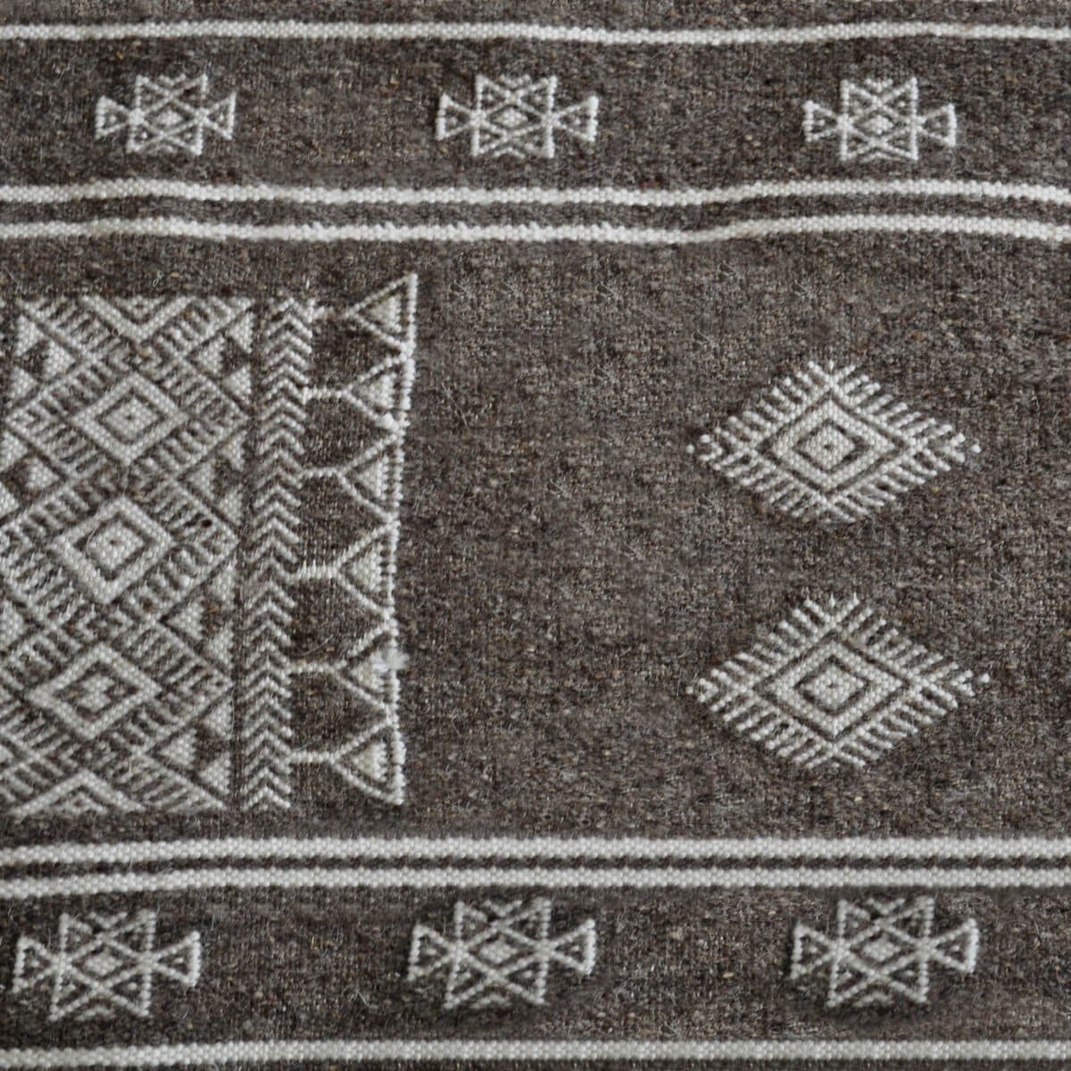 Berber Teppich Teppich Kelim Mizza 65x115  Grau/Weiß (Handgewebt, Wolle, Tunesien) Tunesischer Kelim-Teppich im marokkanischen S