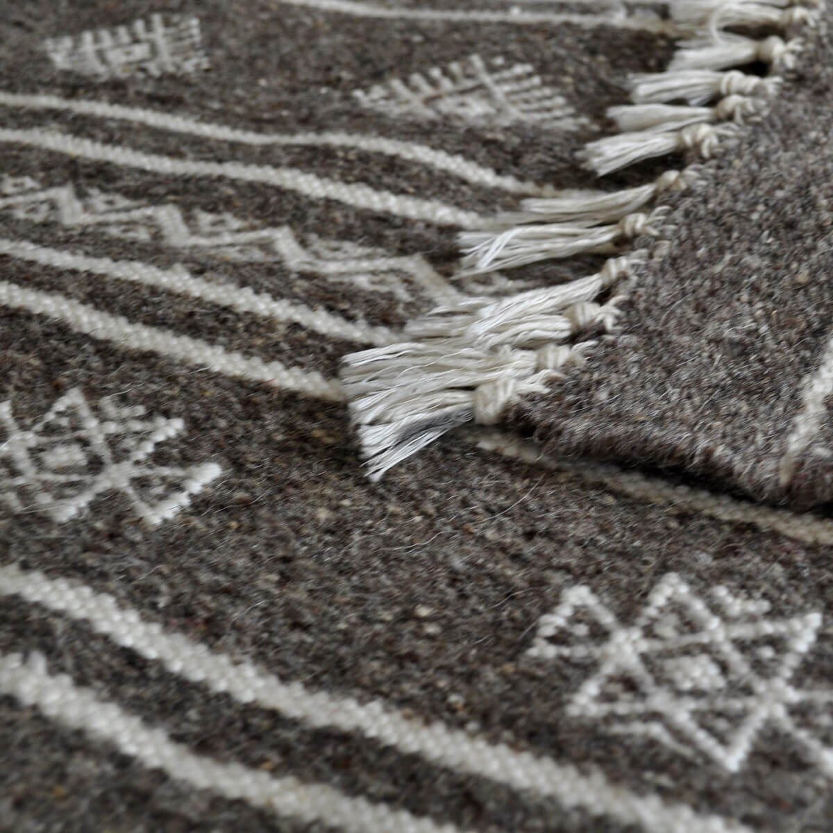 Berber carpet Rug Kilim Mizza 65x115 Grey/White (Handmade, Wool, Tunisia) Tunisian Rug Kilim style Moroccan rug. Rectangular car