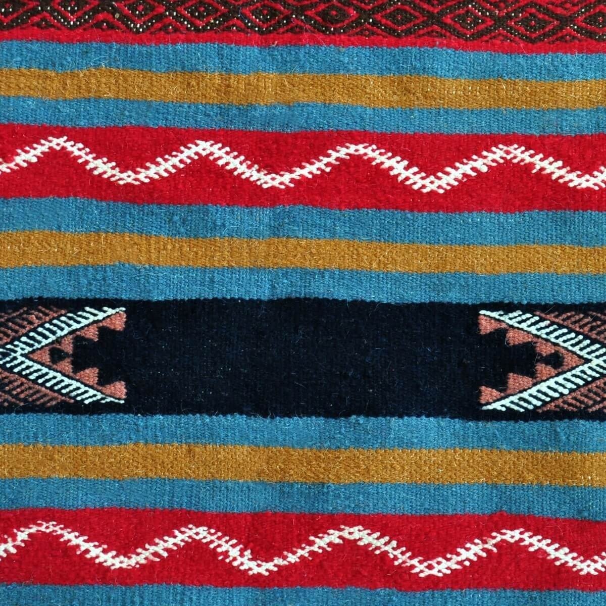 Tapis berbère Tapis Kilim Halep 80x115 Bleu/Rouge/Jaune (Tissé main, Laine) Tapis kilim tunisien style tapis marocain. Tapis rec